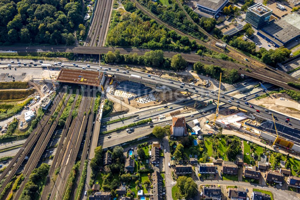 Luftaufnahme Duisburg - Umbau uns Sanierung Autobahnkreuz Kaiserberg in Duisburg im Bundesland Nordrhein-Westfalen