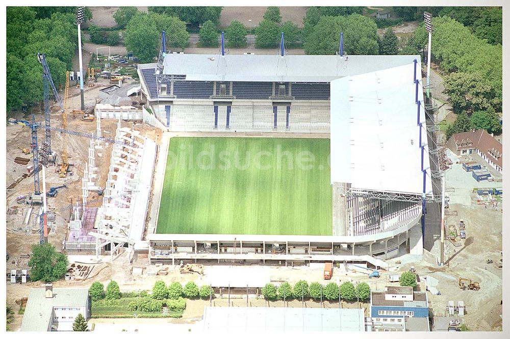 Luftbild Duisburg - Umbau des Wedau Stadions in Duisburg