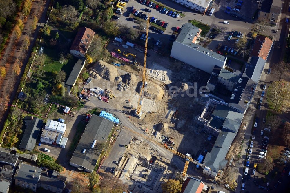 Potsdam von oben - Umbauarbeiten für Depot und Werkstätten Neubau der Schlösserstiftung an der Zimmerstraße in Potsdam im Bundesland Brandenburg