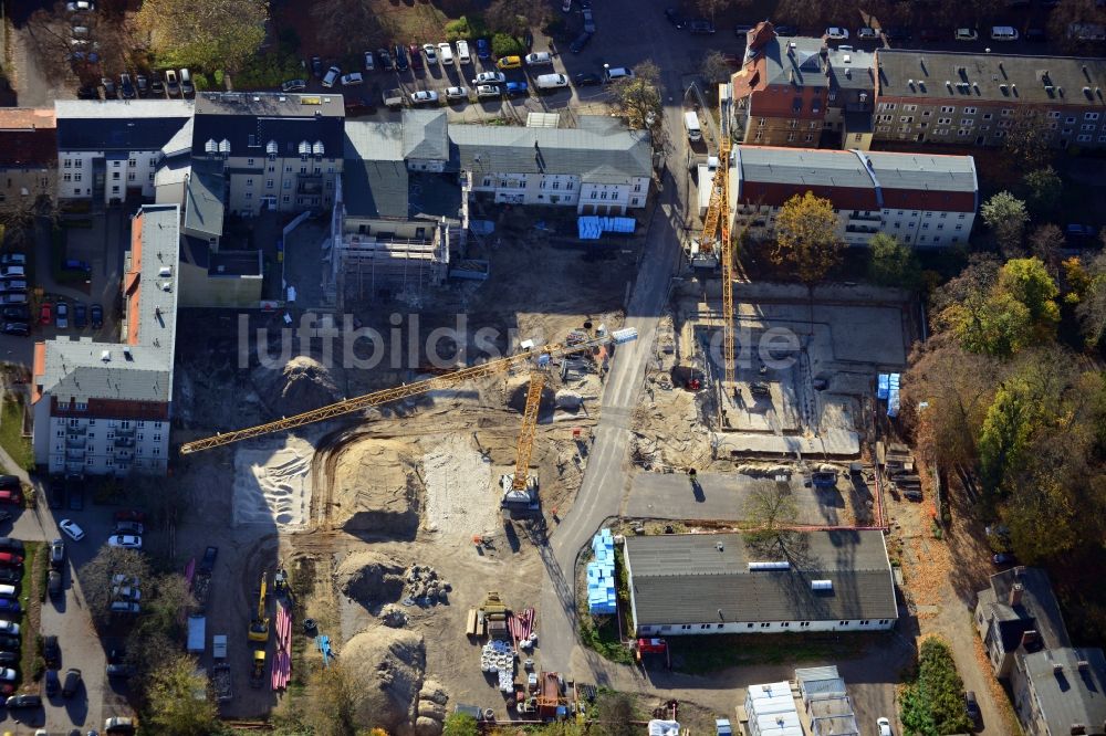 Luftbild Potsdam - Umbauarbeiten für Depot und Werkstätten Neubau der Schlösserstiftung an der Zimmerstraße in Potsdam im Bundesland Brandenburg