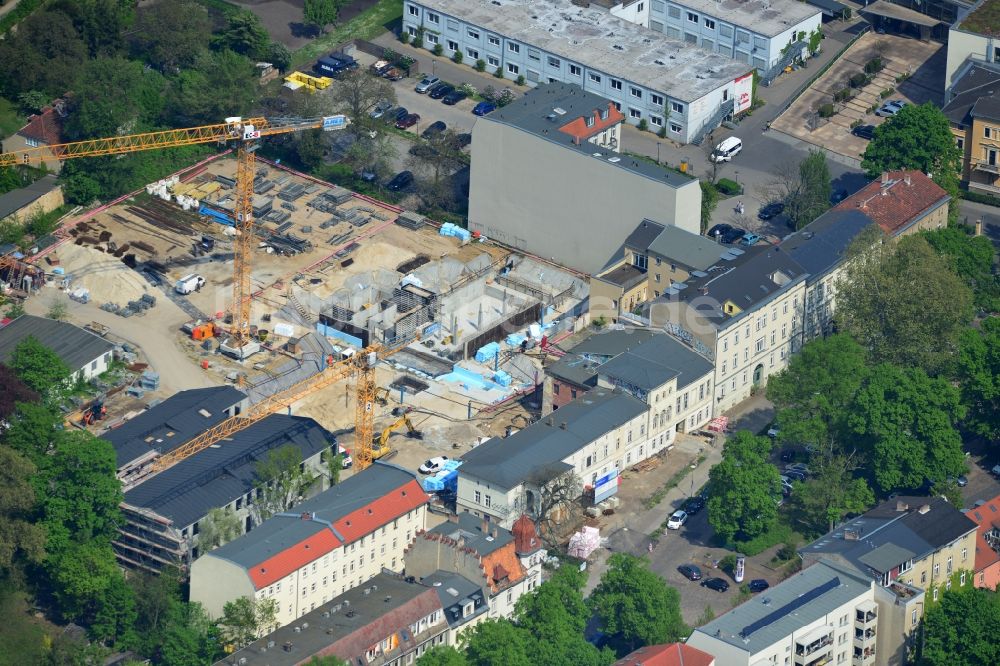 Potsdam von oben - Umbauarbeiten für Depot und Werkstätten Neubau der Schlösserstiftung an der Zimmerstraße in Potsdam im Bundesland Brandenburg