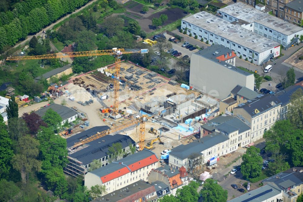 Luftbild Potsdam - Umbauarbeiten für Depot und Werkstätten Neubau der Schlösserstiftung an der Zimmerstraße in Potsdam im Bundesland Brandenburg