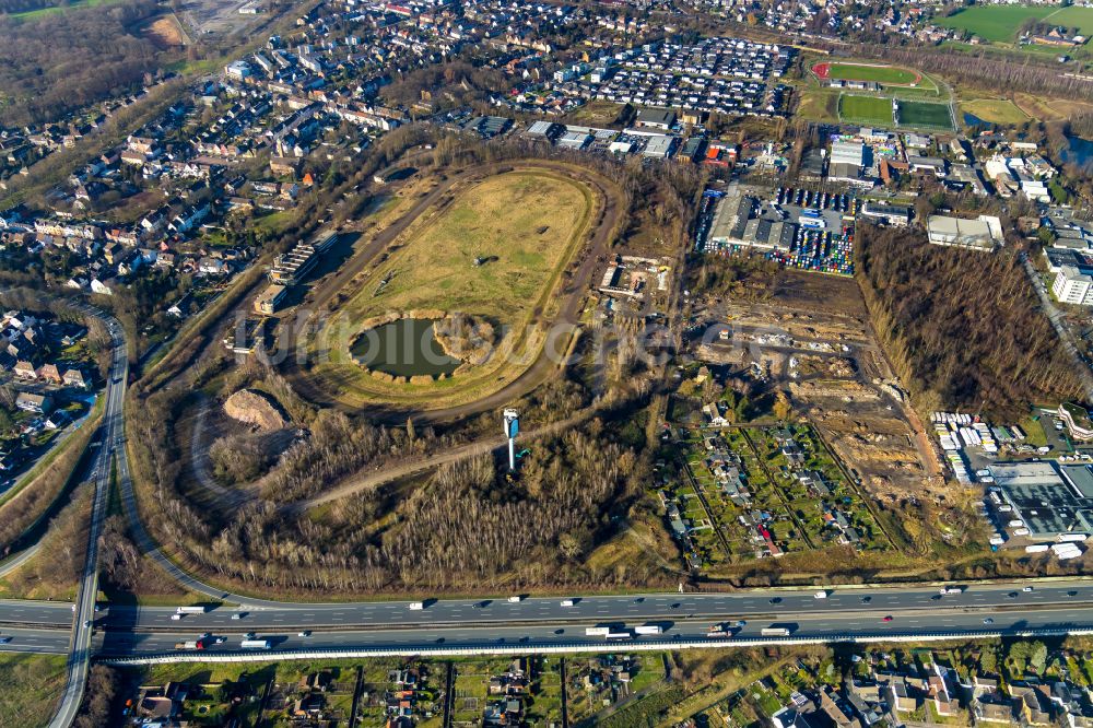 Recklinghausen aus der Vogelperspektive: Umbauarbeiten am Gelände der ehemaligen Trabrennbahn in Recklinghausen im Bundesland Nordrhein-Westfalen, Deutschland