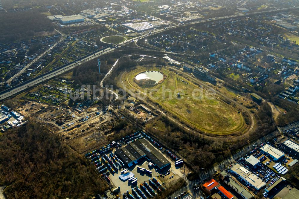 Luftbild Recklinghausen - Umbauarbeiten am Gelände der ehemaligen Trabrennbahn in Recklinghausen im Bundesland Nordrhein-Westfalen, Deutschland