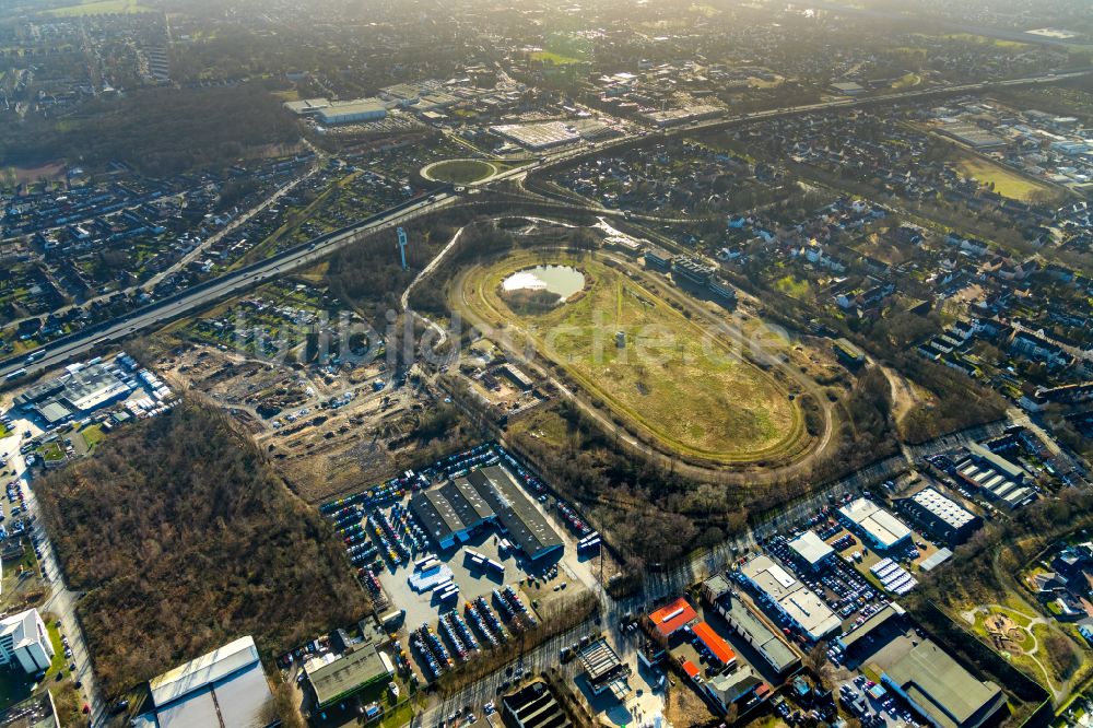 Luftaufnahme Recklinghausen - Umbauarbeiten am Gelände der ehemaligen Trabrennbahn in Recklinghausen im Bundesland Nordrhein-Westfalen, Deutschland