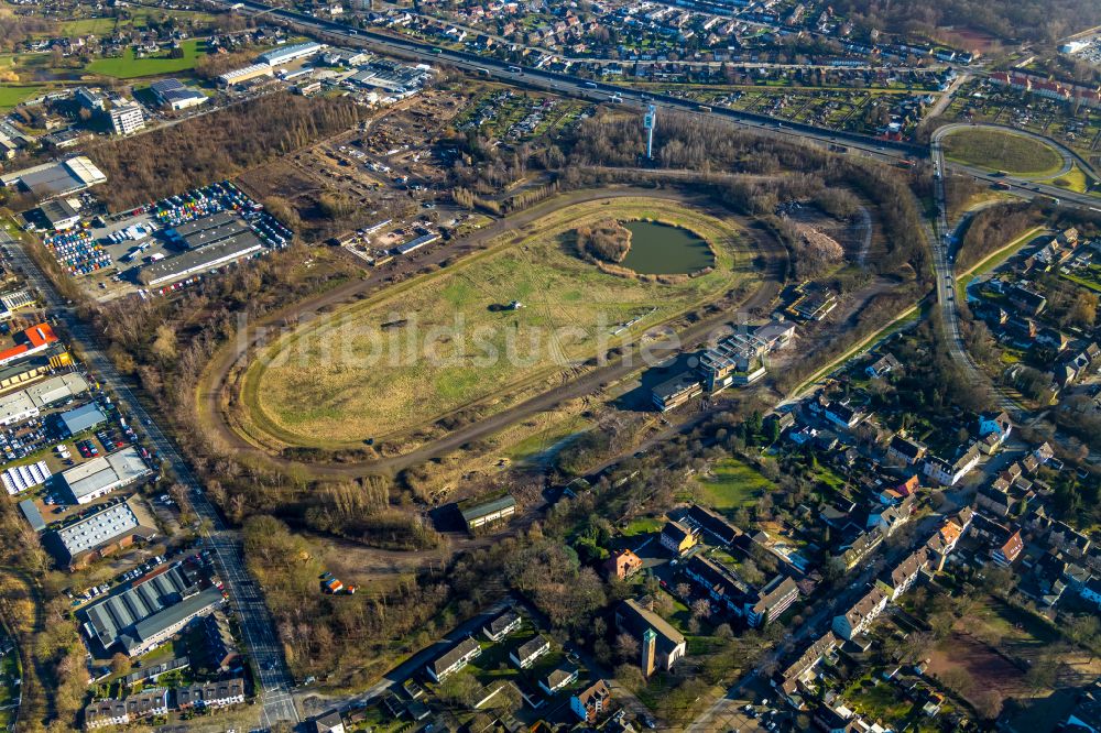 Luftaufnahme Recklinghausen - Umbauarbeiten am Gelände der ehemaligen Trabrennbahn in Recklinghausen im Bundesland Nordrhein-Westfalen, Deutschland