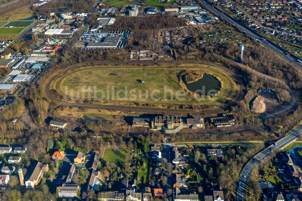 Luftbild Recklinghausen - Umbauarbeiten am Gelände der ehemaligen Trabrennbahn in Recklinghausen im Bundesland Nordrhein-Westfalen, Deutschland