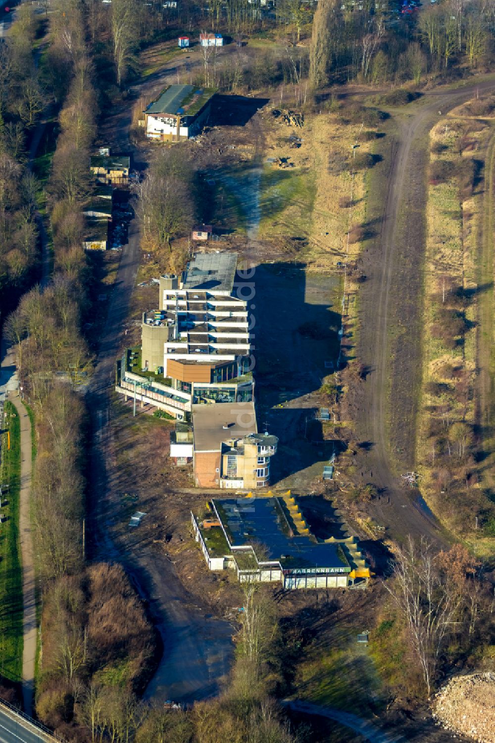 Luftbild Recklinghausen - Umbauarbeiten am Gelände der ehemaligen Trabrennbahn in Recklinghausen im Bundesland Nordrhein-Westfalen, Deutschland