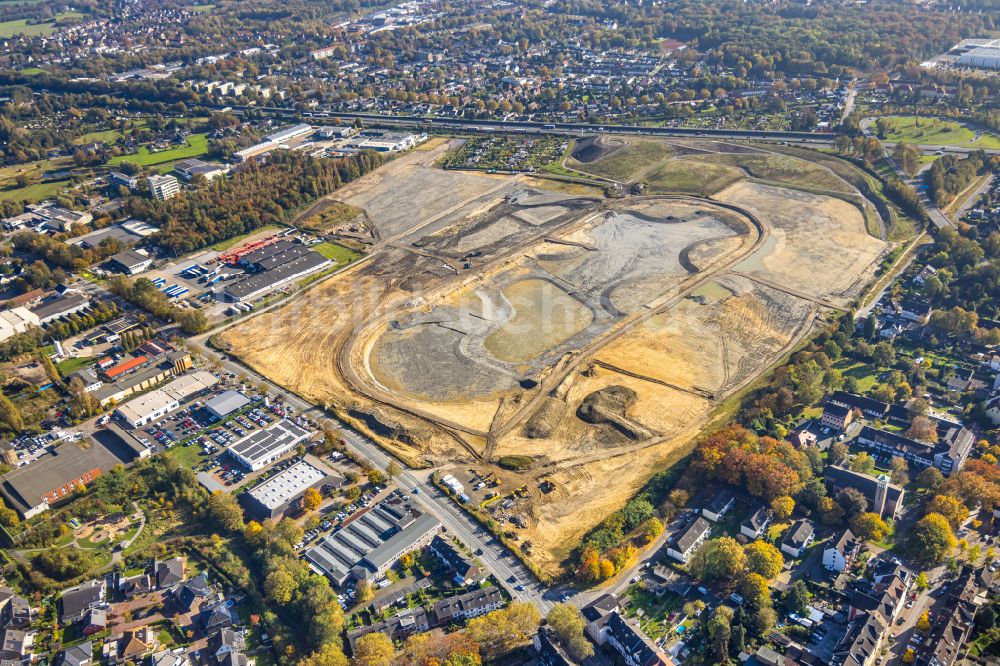 Recklinghausen von oben - Umbauarbeiten am Gelände der ehemaligen Trabrennbahn in Recklinghausen im Bundesland Nordrhein-Westfalen, Deutschland