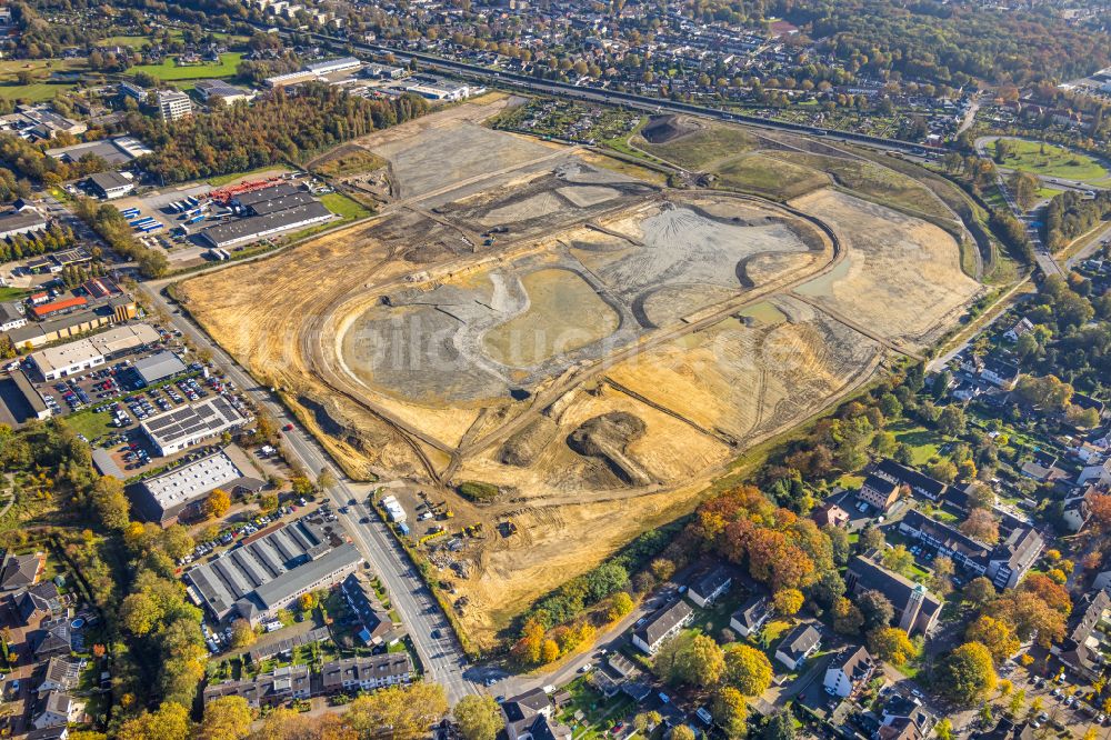 Recklinghausen aus der Vogelperspektive: Umbauarbeiten am Gelände der ehemaligen Trabrennbahn in Recklinghausen im Bundesland Nordrhein-Westfalen, Deutschland