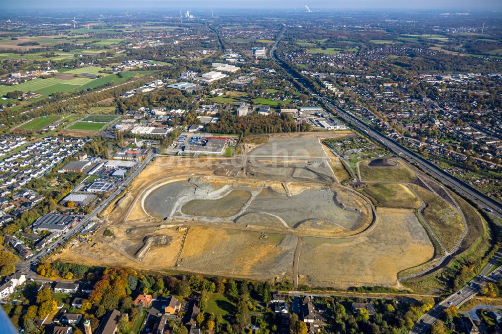 Luftbild Recklinghausen - Umbauarbeiten am Gelände der ehemaligen Trabrennbahn in Recklinghausen im Bundesland Nordrhein-Westfalen, Deutschland