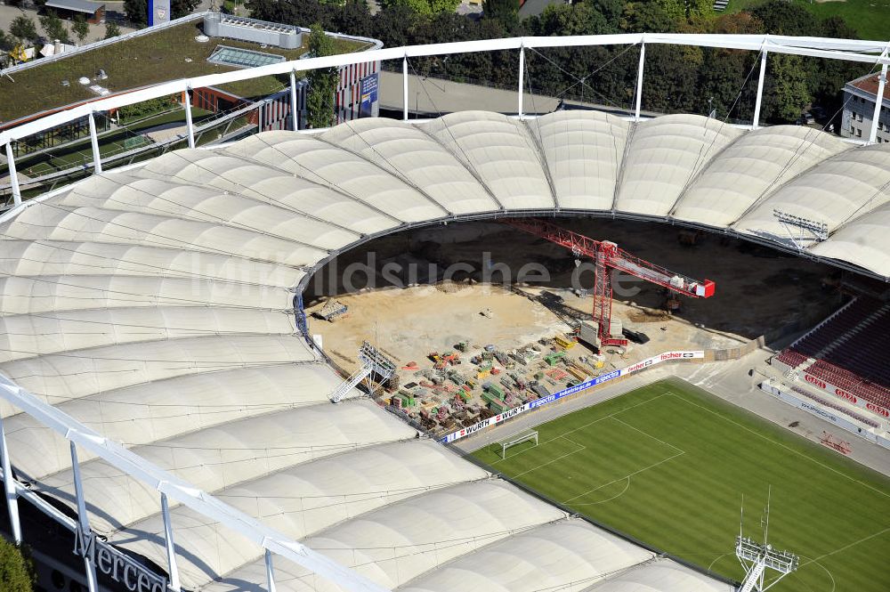 Stuttgart von oben - Umbauarbeiten am Stadion Stuttgart / Mercedes-Benz-Arena