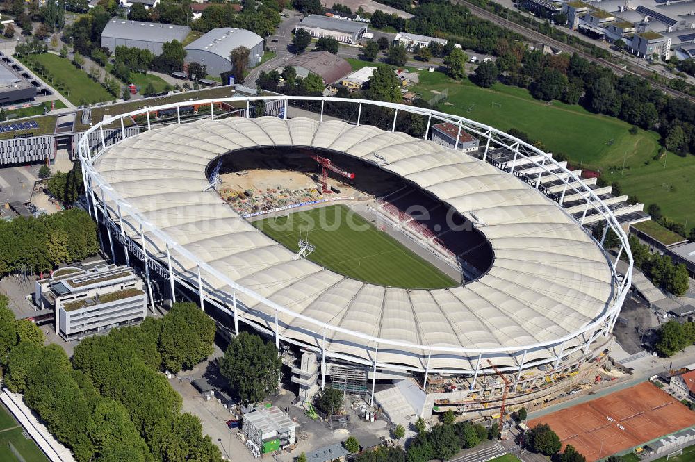 Luftbild Stuttgart - Umbauarbeiten am Stadion Stuttgart / Mercedes-Benz-Arena