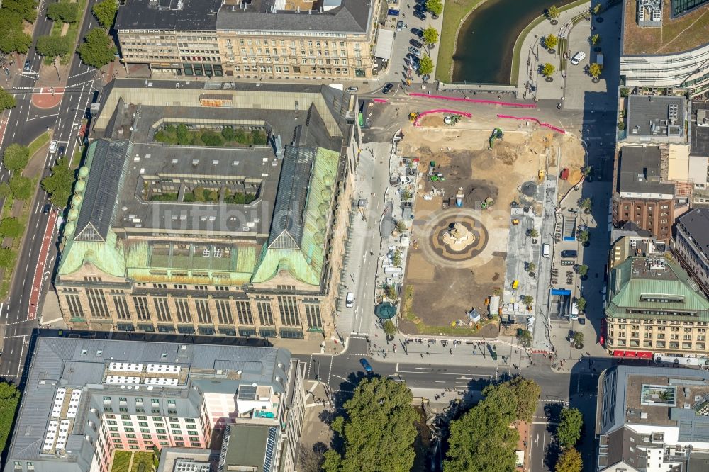 Düsseldorf aus der Vogelperspektive: Umgestaltung des Platz an der Königsallee - Theodor-Körner-Straße im Innenstadt- Zentrum in Düsseldorf im Bundesland Nordrhein-Westfalen, Deutschland