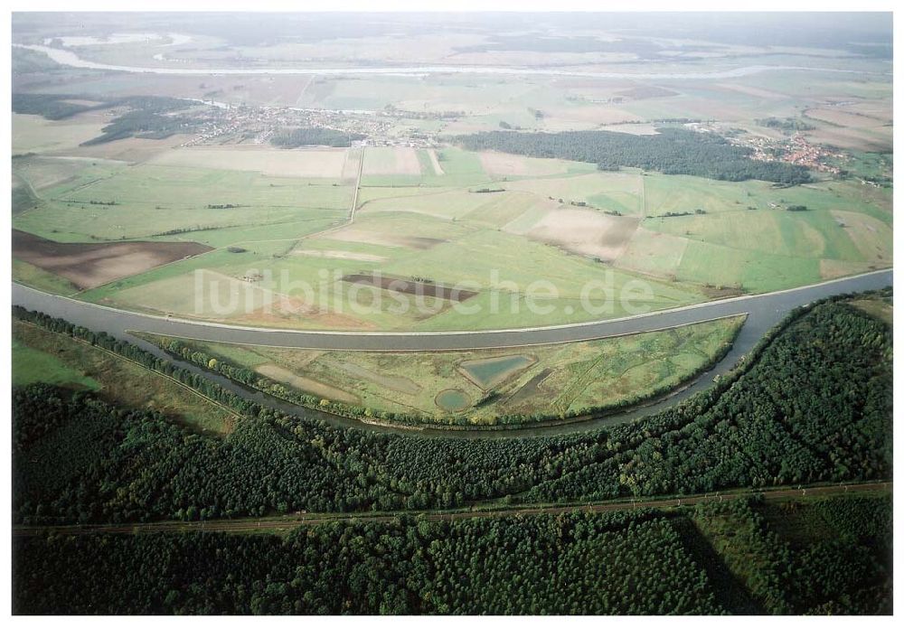 Parchau aus der Vogelperspektive: Umleitung des Elbe - Havel - Kanales bei Parchau.