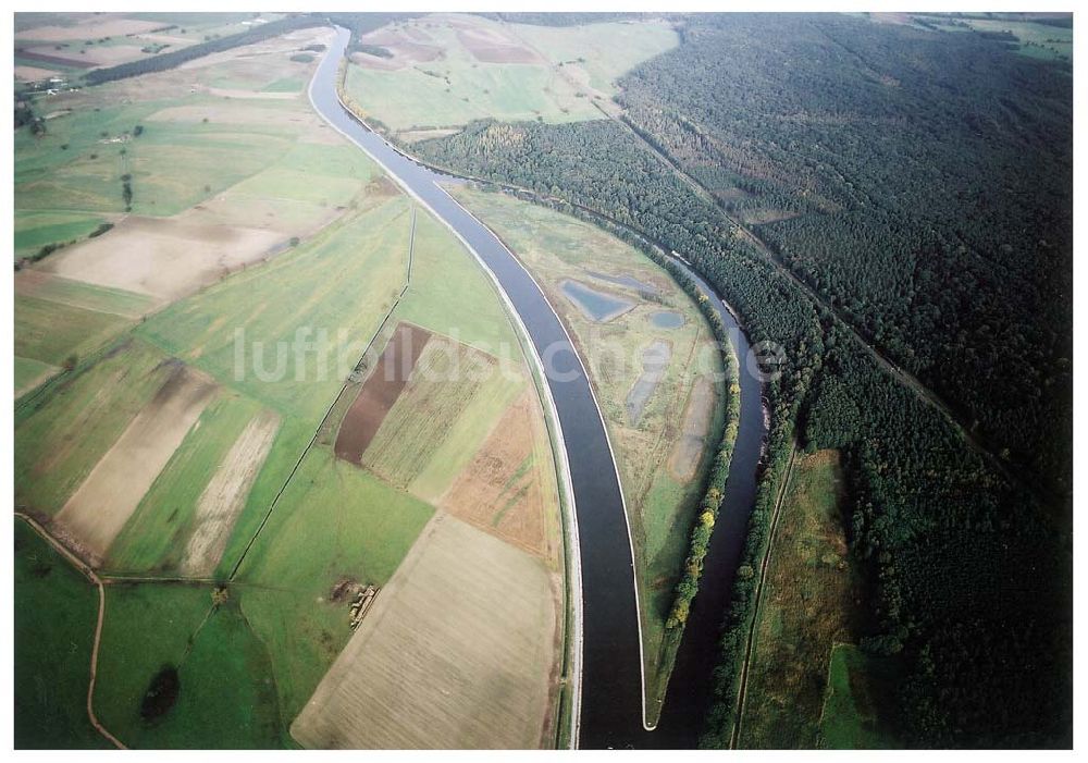 Luftaufnahme Parchau - Umleitung des Elbe - Havel - Kanales bei Parchau.