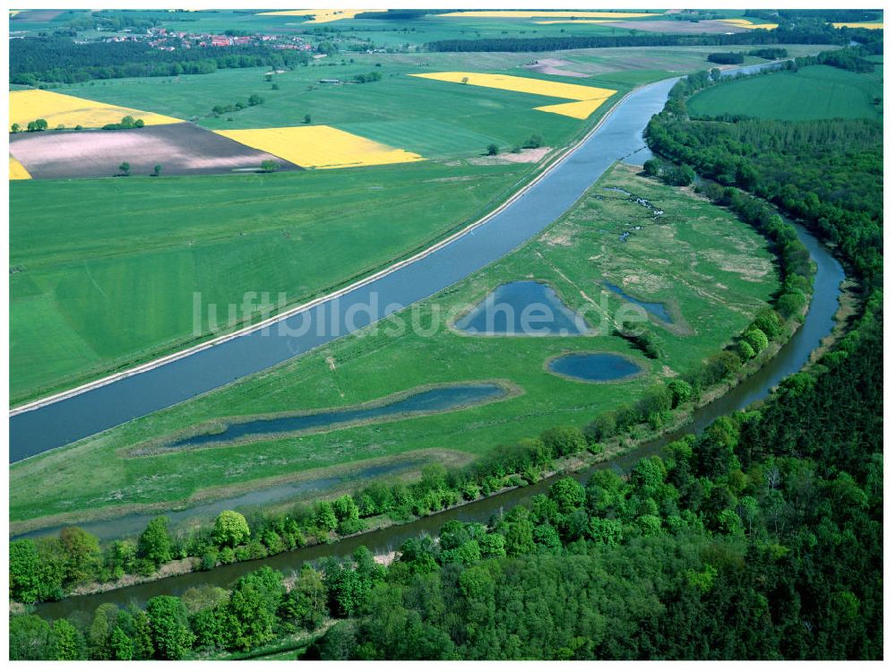 Luftaufnahme Burg / Sachsen-Anhalt - Umleitung des Elbe-Havel-Kanales nordöstlich von Burg im Rahmen von Ausgleichs- und Ersatzmaßnahmen am Wasserstraßenkreuz Magdeburg / Elbe-Havel-Kanal