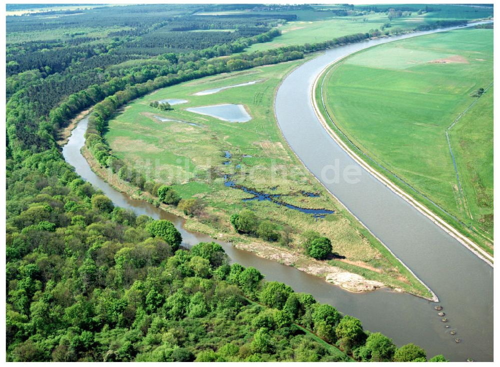 Burg / Sachsen-Anhalt von oben - Umleitung des Elbe-Havel-Kanales nordöstlich von Burg im Rahmen von Ausgleichs- und Ersatzmaßnahmen am Wasserstraßenkreuz Magdeburg / Elbe-Havel-Kanal