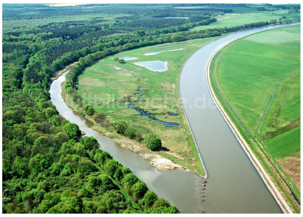 Burg / Sachsen-Anhalt aus der Vogelperspektive: Umleitung des Elbe-Havel-Kanales nordöstlich von Burg im Rahmen von Ausgleichs- und Ersatzmaßnahmen am Wasserstraßenkreuz Magdeburg / Elbe-Havel-Kanal