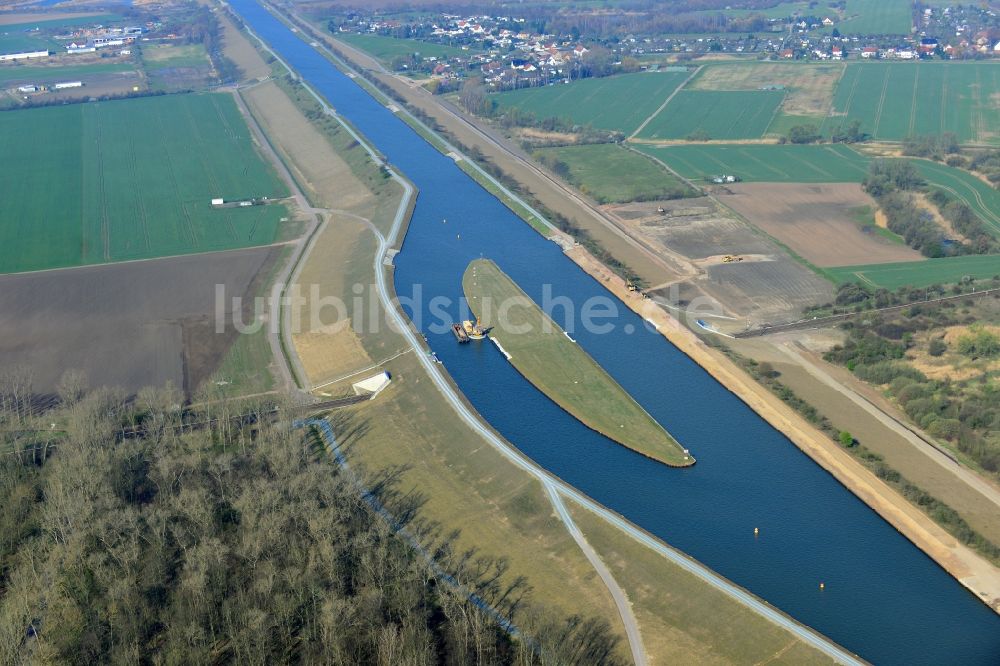 Wolmirstedt aus der Vogelperspektive: Umleitung und Verbreiterung des Mittellandkanal bei Wolmirstedt in Sachsen-Anhalt