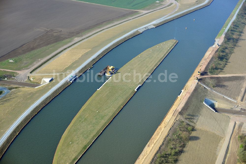 Wolmirstedt aus der Vogelperspektive: Umleitung und Verbreiterung des Mittellandkanal bei Wolmirstedt in Sachsen-Anhalt