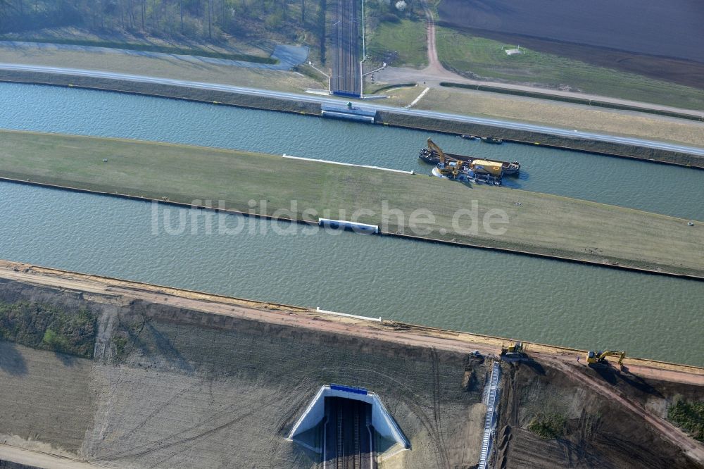 Wolmirstedt aus der Vogelperspektive: Umleitung und Verbreiterung des Mittellandkanal bei Wolmirstedt in Sachsen-Anhalt