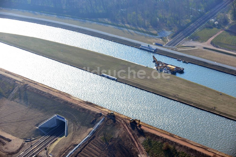 Luftaufnahme Wolmirstedt - Umleitung und Verbreiterung des Mittellandkanal bei Wolmirstedt in Sachsen-Anhalt