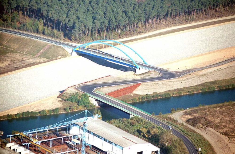 Eberswalde von oben - Umleitungsarbeiten am Finowkanal