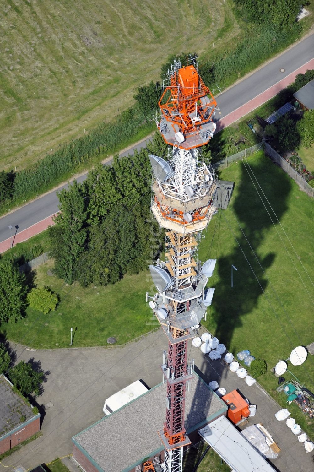 Garding von oben - Umsetzer / Sendemast Garding / Eiderstedt