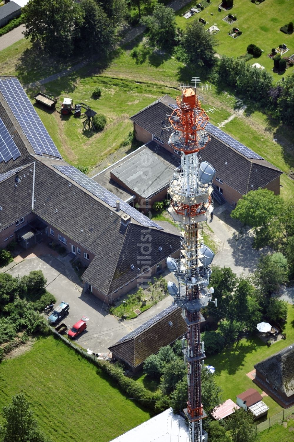 Garding aus der Vogelperspektive: Umsetzer / Sendemast Garding / Eiderstedt