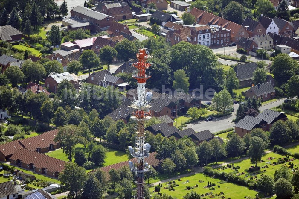 Garding aus der Vogelperspektive: Umsetzer / Sendemast Garding / Eiderstedt