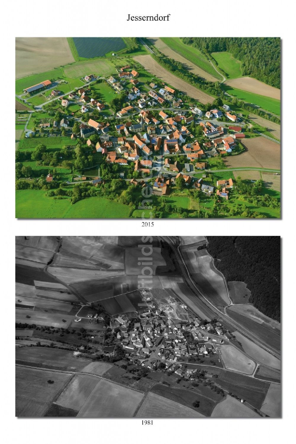 Luftaufnahme Jesserndorf - 1981 und 2015 Wandel der Dorf - Ansicht von Jesserndorf im Landkreis Haßberge im Bundesland Bayern