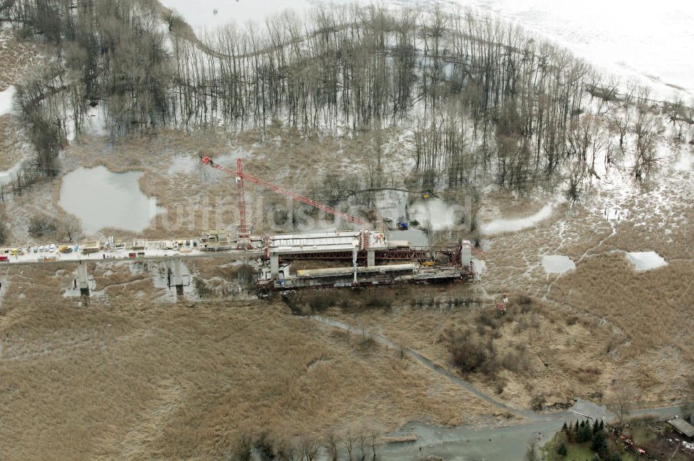 Luftaufnahme Halle Osendorf - Unglücksstelle beim Ausbau der ICE Strecke bei Halle - Osendorf