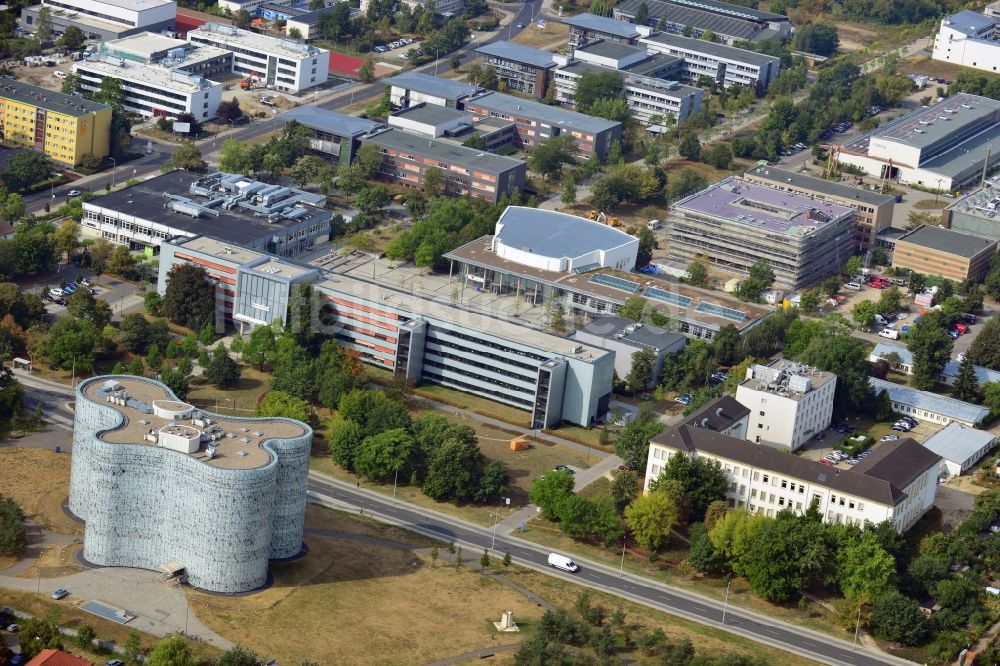 Cottbus von oben - Universitätsbibliothek der Brandenburgische Technische Universität Cottbus im Bundesland Brandenburg