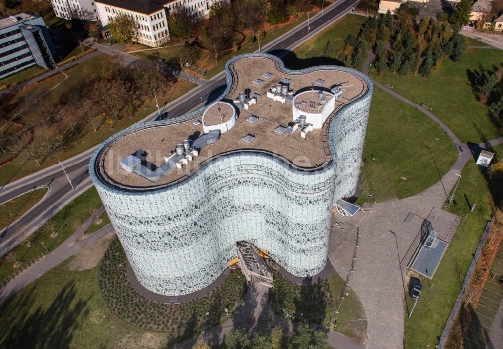 Cottbus aus der Vogelperspektive: Universitätsbibliothek im IKMZ auf dem Campus der BTU Cottbus im Bundesland Brandenburg