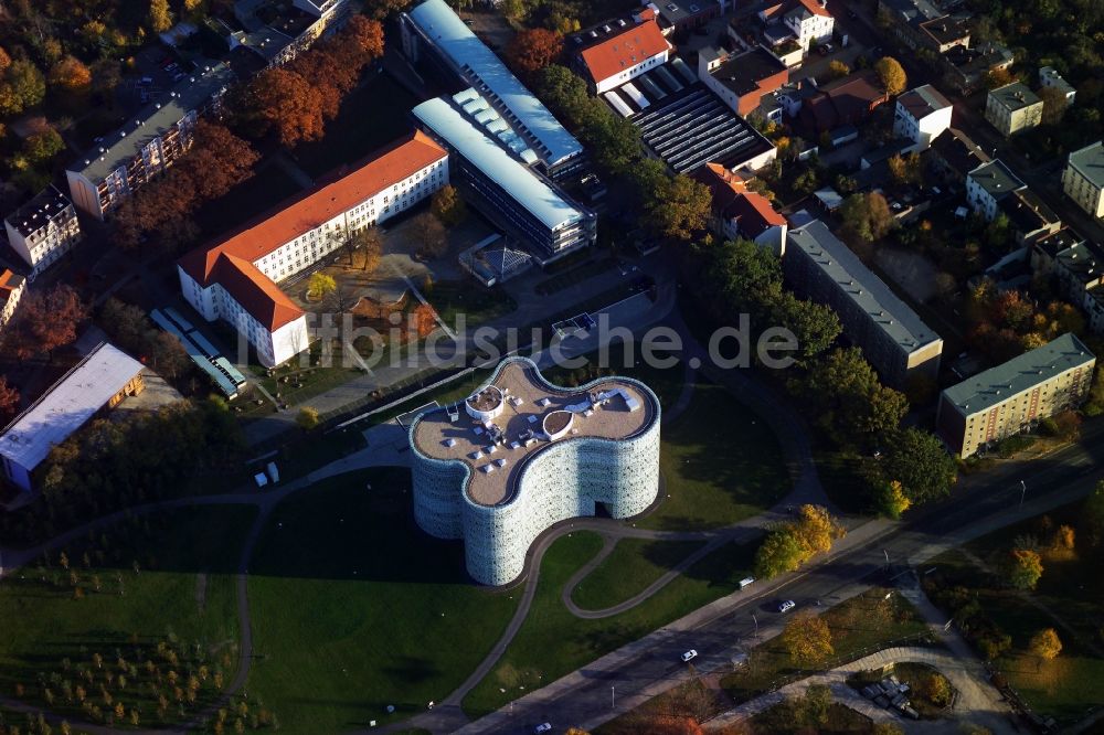 Luftbild Cottbus - Universitätsbibliothek im IKMZ auf dem Campus der BTU Cottbus im Bundesland Brandenburg