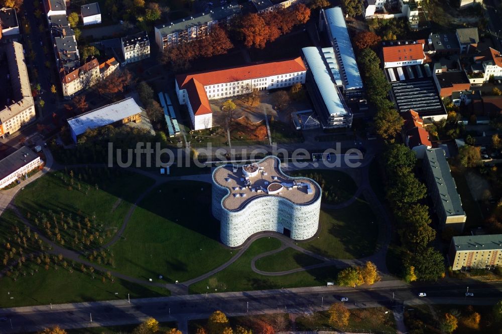 Luftaufnahme Cottbus - Universitätsbibliothek im IKMZ auf dem Campus der BTU Cottbus im Bundesland Brandenburg