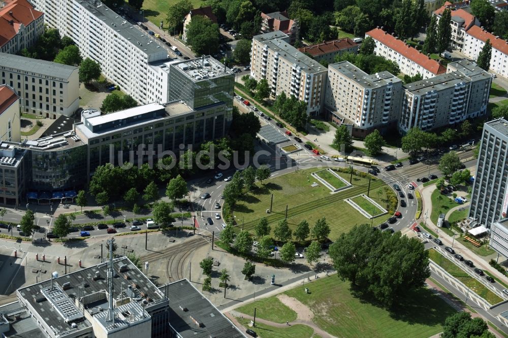 Luftaufnahme Magdeburg - Universitätsplatz im Innenstadt- Zentrum in Magdeburg im Bundesland Sachsen-Anhalt