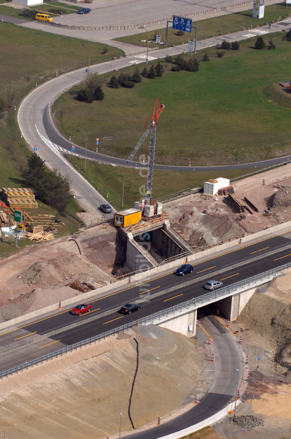 Luftbild Eisenach - Unterführung der A4 östlich der Raststätte Eisenach