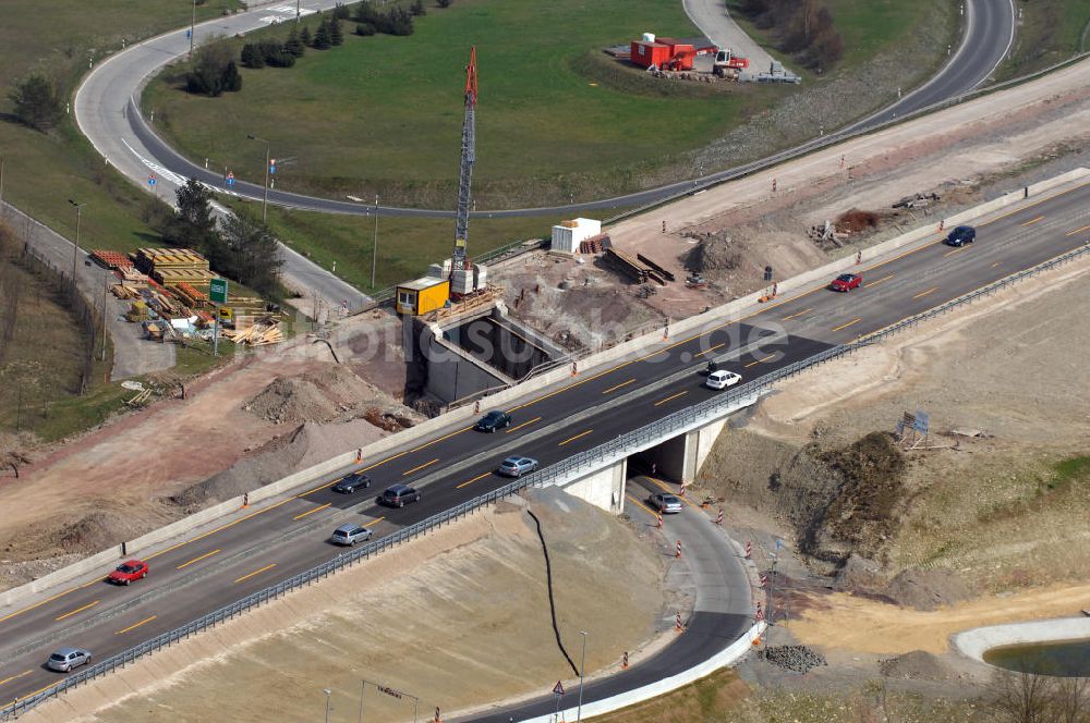 Luftaufnahme Eisenach - Unterführung der A4 östlich der Raststätte Eisenach