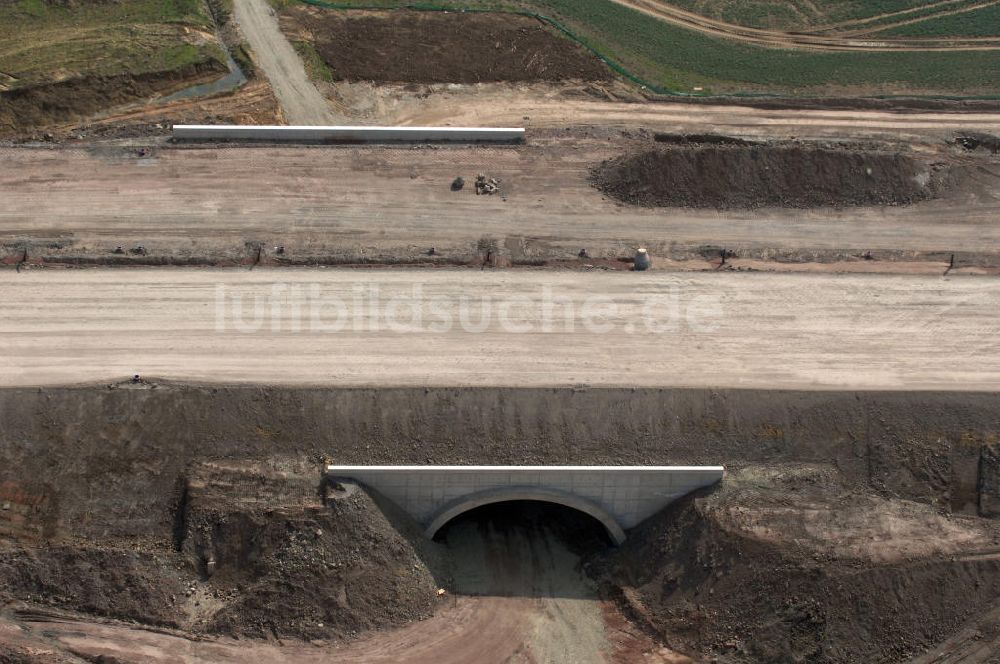 Luftaufnahme Eisenach - Unterführung der A4 für die Strassenverbindung zwischen Krauthausen und Eisenach