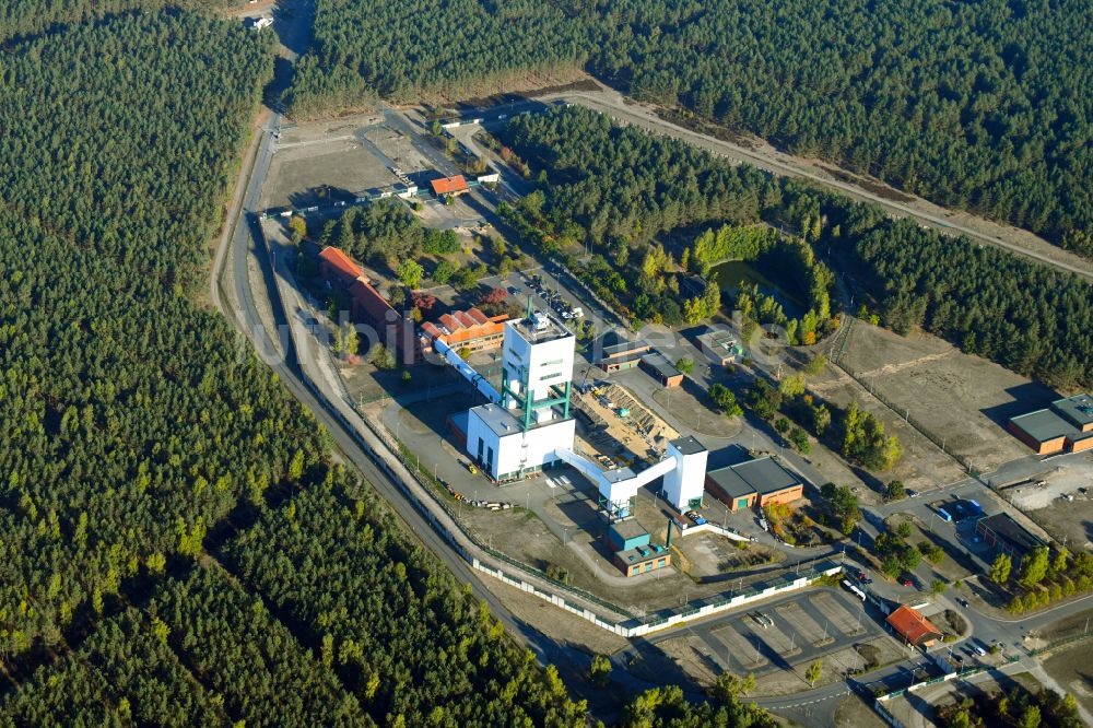 Gorleben aus der Vogelperspektive: Unterirdisches Lager für radioaktive Abfälle in Gorleben im Bundesland Niedersachsen, Deutschland