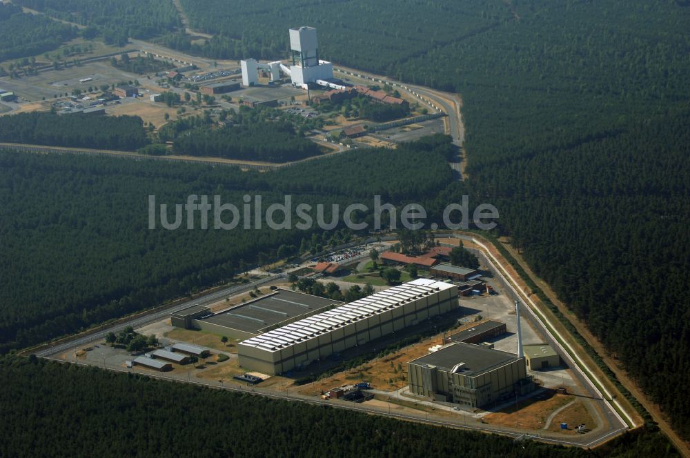 Gorleben aus der Vogelperspektive: Unterirdisches Lager für radioaktive Abfälle in Gorleben im Bundesland Niedersachsen, Deutschland