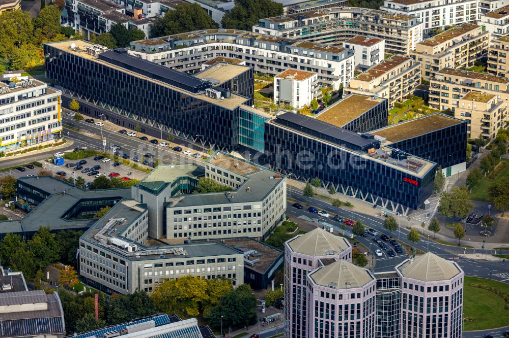 Luftaufnahme Essen - Unternehmen- Verwaltungsgebäude der Funke Mediengruppe in Essen im Bundesland Nordrhein-Westfalen, Deutschland