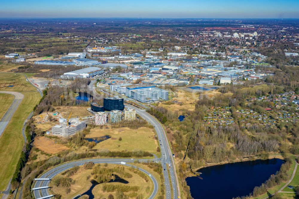 Norderstedt aus der Vogelperspektive: Unternehmen- Verwaltungsgebäude Nordport Towers in Norderstedt im Bundesland Schleswig-Holstein, Deutschland