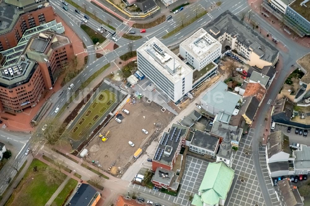 Luftbild Hamm - Unternehmen- Verwaltungsgebäude Stadtwerkehaus mit Rosengarten im Ortsteil Mitte in Hamm im Bundesland Nordrhein-Westfalen, Deutschland