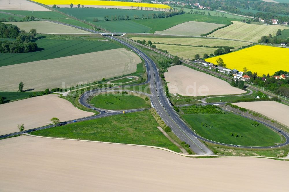 Luftbild Seerhausen - Unvollendete Autobahnabfahrt der BAB A6 zur B196 in Seerhausen im Bundesland Sachsen, Deutschland