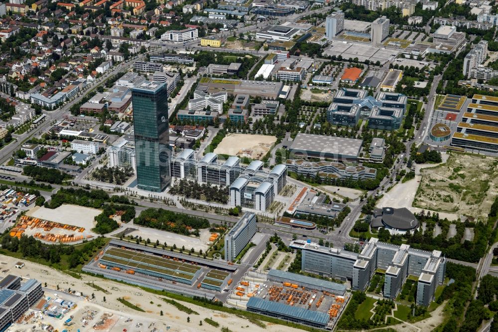 Luftbild München - Uptown O2 - Hochhaus am Georg-Brauchle-Ring im Stadtteil Moosach in München im Bundesland Bayern