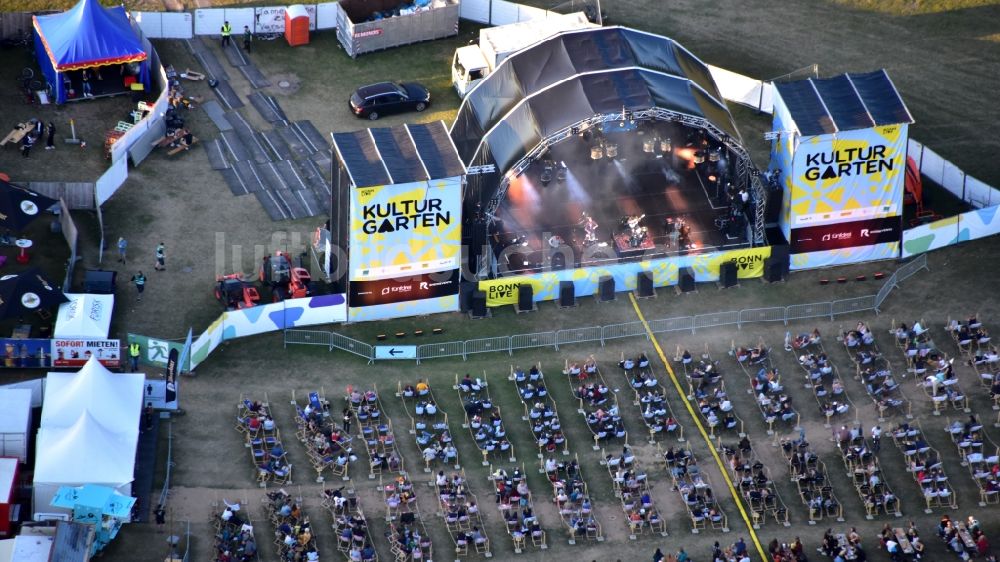 Luftaufnahme Bonn - Veranstaltungsgelände der Musikveranstaltung Kulturgarten in der Rheinaue in Bonn im Bundesland Nordrhein-Westfalen, Deutschland