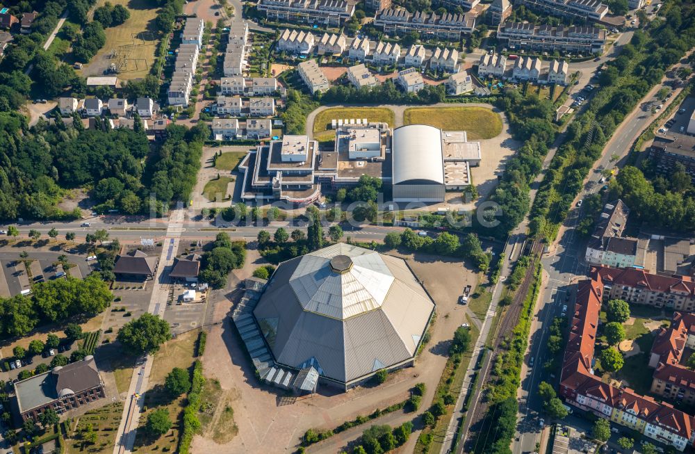 Oberhausen aus der Vogelperspektive: Veranstaltungshalle Garten Dom GmbH im Olga Park in Oberhausen im Bundesland Nordrhein-Westfalen, Deutschland